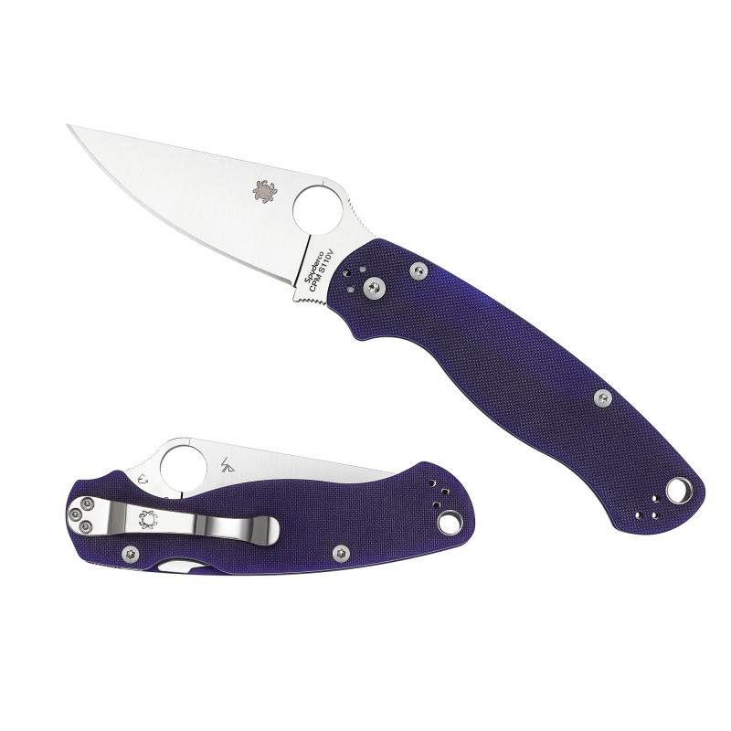 Para Military 2, Folding Knife, CPM S110V, Plain, Circle Thumb Hole/Pocket Clip, 3.438", Dark Blue G10 C81GPDBL2