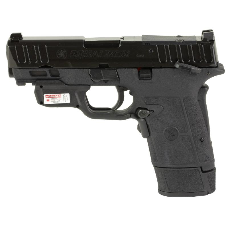 Equalizer, Semi-automatic Pistol, Single Action Internal Hammer, Micro Compact, 9MM, 3.675" Barrel, Armornite Finish, Black, Optics Ready, Thumb Safety, 3 Dot Sights, 3 Magazines, (1)-10Rd, (1)-13Rd, (1)-15Rd, Includes Mounted Crimson Trace Laserguard 14