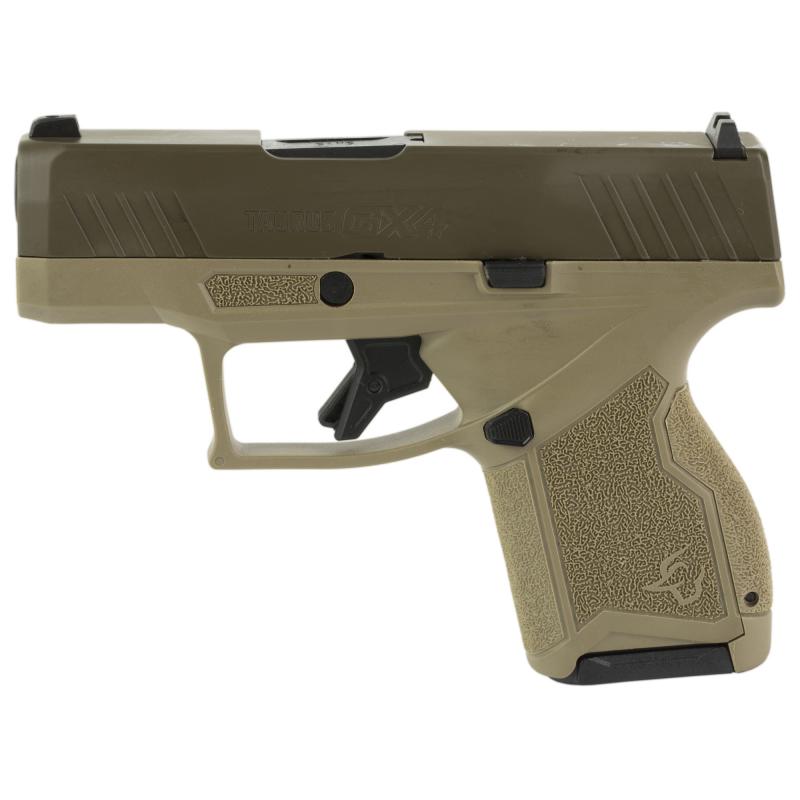 GX4, Semi-automatic, Striker Fired, Compact, Polymer Frame Pistol, 9MM, 3" Barrel, Flat Dark Earth Frame, Patriot Brown Slide, Fixed Steel Front Sight, Drift-Adjustable Steel Rear Sight w/ Serrated Ramp, Two Backstrap Options, 2-11 Round Magazines 1-GX4M