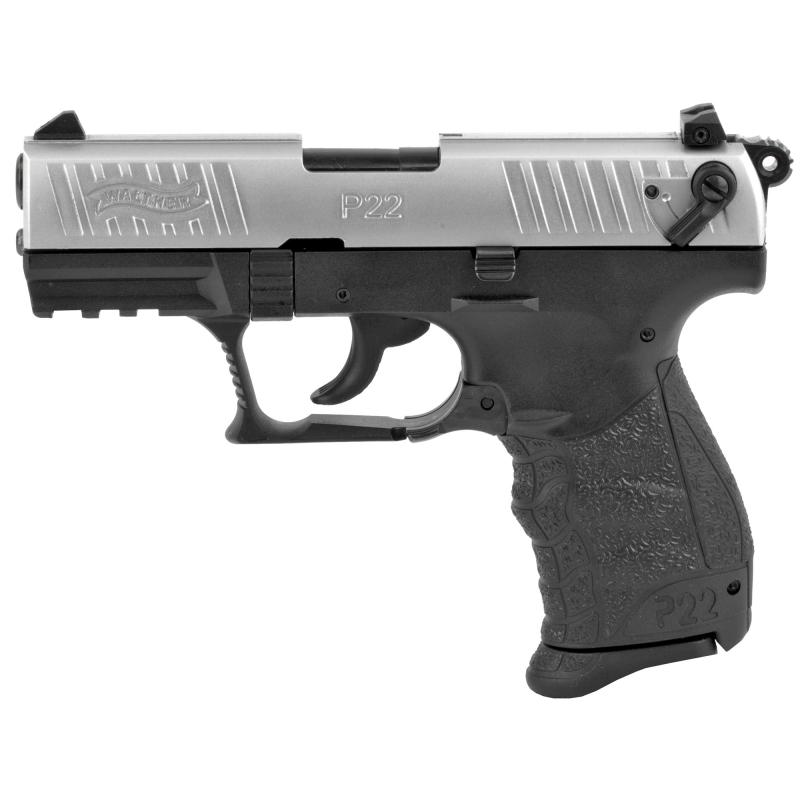 P22Q, Semi-automatic, Double Action, Compact, 22LR, 3.4" Barrel, Black Polymer Frame, Nickel Slide, 10Rd, 2 Magazines. 3 Dot Polymer Sights NOT TRANSFERABLE IN MN-MELTING POINT RESTRICTION