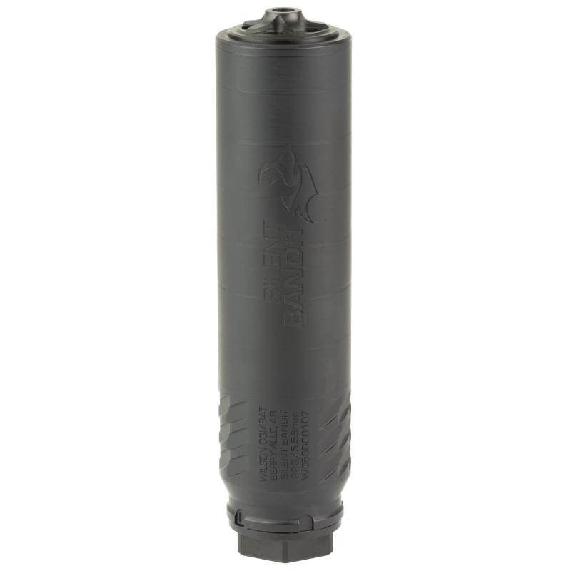 Silent Bandit, Suppressor, 223REM/556NATO, Titanium & Stainless Steel Construction, Armor Tuff Finish, Black, 6 Baffle, HUB Mount Compatible, Includes K-Mount Muzzle Device SP-SB-556-6-BLK