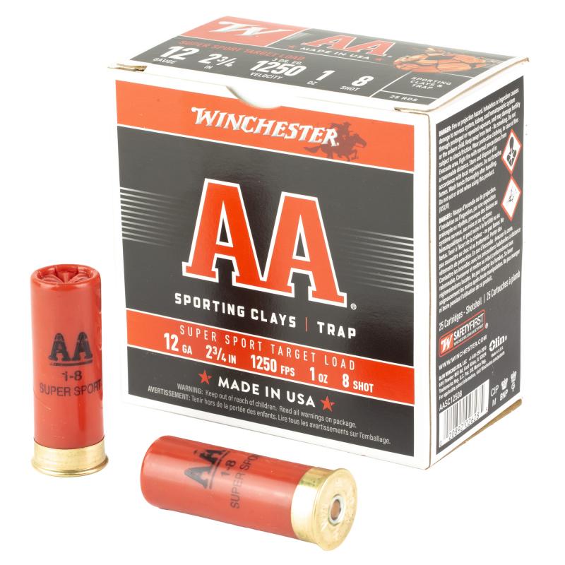 AA Supersport Sporting Clay, 12 Gauge 2.75", #8, 1 oz, Shotshell, 25 Round Box AASC12508