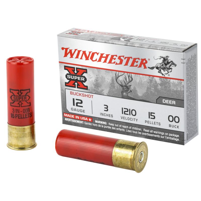 Super-X Buffered Buckshot 12 Gauge 3 Inch 1210 FPS 15 Pellets 00 Buck