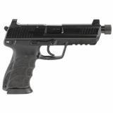 HK45 Tactical, Semi-automatic, V1 DA/SA, Full Size, 45 ACP, 5.2" Threaded Barrel, Matte Finish, Black, Manual Safety, Front Night Sight, 10 Rounds, 2 Magazines 81001117