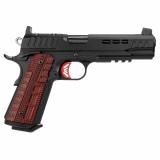 Rapide Heat, 1911, Semi-automatic, Full Size, 45ACP, 5" Barrel, Matte Finish, Black, Red G-10 Grips, Optic Ready, 8 Rounds 3000452