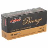 Bronze Line .25 ACP 50 Grain Full Metal Jacket Box of 50 Rounds