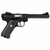Mark IV, Target, Single Action, Semi-automatic, Metal Frame Pistol, Full Size, 22LR, 5.5" Barrel, Bull Barrel, Alloy, Blued Finish, Checkered Grips, Adjustable Rear Sight, 10 Rounds, 2 Magazines 40183