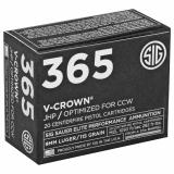 Elite Performance V-Crown 365 |9MM, 115 Grain, Jacketed Hollow Point, Designed for Short Barrel Pistols, Low Recoil, 20 Round Box E9MMA1-365-20