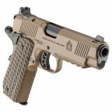 Tactical Response Pistol, Carry Contour, Semi-automatic, 1911, Metal Frame Pistol with Rail, Commander Size, 45 ACP, 4.25" Match Grade Barrel, Cerakote Finish, Coyote Brown, AOS Optic Cut, VZ Grips Hydra G10 Grips, Front Tritium and Black Rear Sight, 7 R