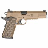 Tactical Response Pistol, Semi-automatic, 1911, Metal Frame Pistol with Rail, Full Size, 45ACP, 5" Match Grade Barrel, Cerakote Finish, Coyote Brown, AOS Optic Cut, VZ Grips Hydra G10 Grips, Front Tritium and Black Rear Sight, 8 Rounds, 3 Magazines PC912