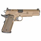 Tactical Response Pistol, Semi-automatic, 1911, Metal Frame Pistol with Rail, Full Size, 9MM, 5" Match Grade Barrel, Cerakote Finish, Coyote Brown, AOS Optic Cut, VZ Grips Hydra G10 Grips, Front Tritium and Black Rear Sight, 9 Rounds, 3 Magazines PC9129L