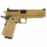 1911 DS Prodigy AOS, Semi-automatic, Metal Frame Pistol, 9MM, 5" Forged Stainless Steel Bull Barrel, Cerakote Finish, Coyote Brown, Polymer Grips, Fiber Optic Front and Black Serrated Rear Sights, Optics Ready, Ambidextrous Safety, 10 Rounds, 2 Magazines