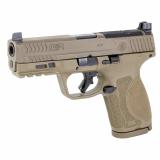 M&P 2.0, Striker Fired, Semi-automatic, Polymer Frame Pistol, Compact, 9MM, 4" Barrel, Armornite Finish, Flat Dark Earth, Optic Height Sights, Optics Ready, No Thumb Safety, Flat Face Trigger with Integrated Trigger Safety, 15 Rounds, 2 Magazines, Includ