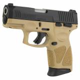 G3C, Striker Fired, Semi-automatic, Polymer Frame Pistol, Compact, 3.26" Barrel, Tan Frame, Matte Finish Slide, Fixed Front Sight With Drift Adjustable Rear Sight, Manual Thumb Safety, 12 Rounds, 3 Magazines 1-G3C931T