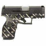 GX2, Semi-automatic, Striker Fired, Compact, 9MM, 3.38" Barrel Length, Matte Finish, Black and White with Custom Eagle Engraving on Grip, White Dot Front Sight with Drift Adjustable Rear Sight, 13 Rounds, 2 Magazines 1-GX2931-EN1