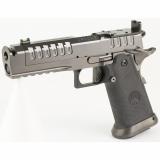 Apache, Semi-automatic, 1911, Metal Frame Pistol, Full Size, 9MM, 4.6" Threaded Barrel with Compensator, PVD Finish, Black and Graphite, Optics Ready, Fiber Optic Front Sight, 2 Magazines,(1)-17 Round and (1)-20 Round APACHE-9MM-46-BLK